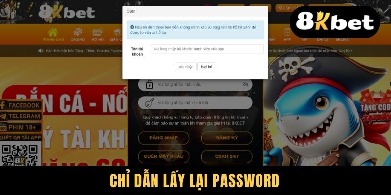 Chỉ dẫn lấy lại password