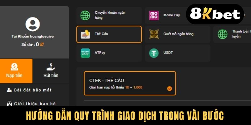 Hướng dẫn quy trình giao dịch trong vài bước